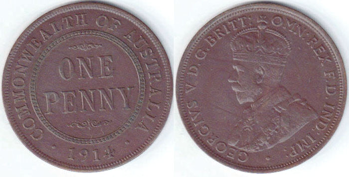 1914 Australia Penny (aVF) A003088